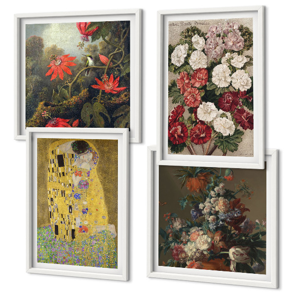 Ensemble de 4 tableaux Fleurs de l'arbre, tableau de klimt