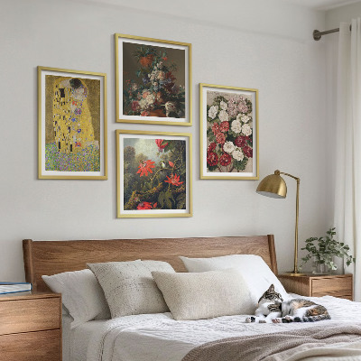Ensemble de 4 tableaux Fleurs de l'arbre, tableau de klimt