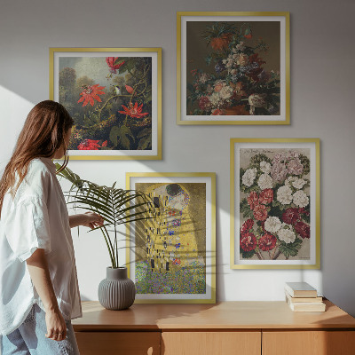 Ensemble de 4 tableaux Fleurs de l'arbre, tableau de klimt
