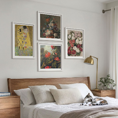 Ensemble de 4 tableaux Fleurs de l'arbre, tableau de klimt