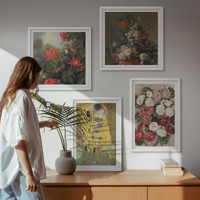 Ensemble de 4 tableaux Fleurs de l'arbre, tableau de klimt