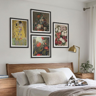 Ensemble de 4 tableaux Fleurs de l'arbre, tableau de klimt