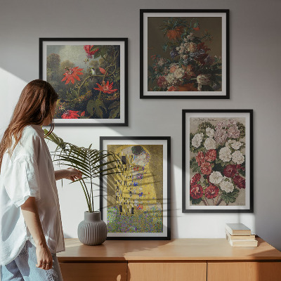 Ensemble de 4 tableaux Fleurs de l'arbre, tableau de klimt
