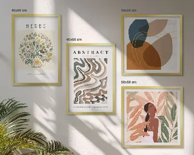 Mur de tableaux affiches pastel au style bohème