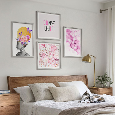 Polyptyque z cadres Portrait abstrait de fleurs représentant une femme