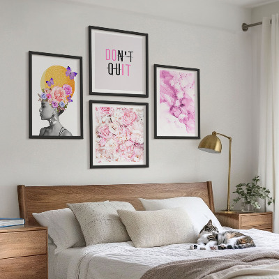 Polyptyque z cadres Portrait abstrait de fleurs représentant une femme