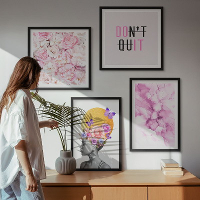Polyptyque z cadres Portrait abstrait de fleurs représentant une femme