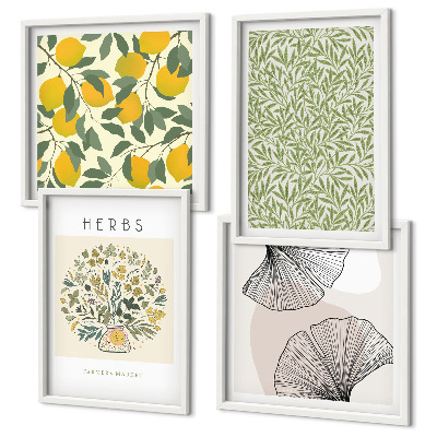 Mur de tableaux Citron, herbes et feuilles