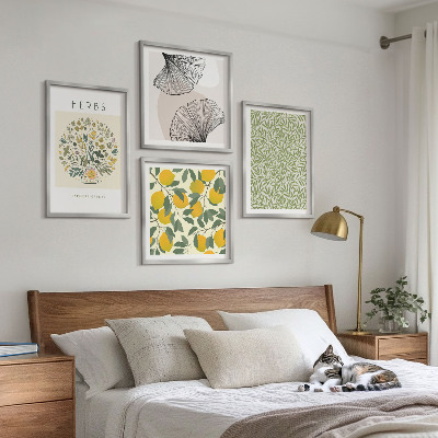 Mur de tableaux Citron, herbes et feuilles