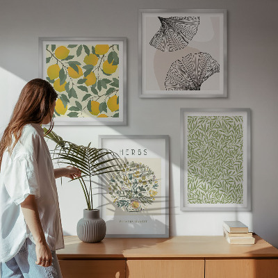 Mur de tableaux Citron, herbes et feuilles