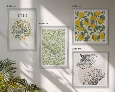 Mur de tableaux Citron, herbes et feuilles