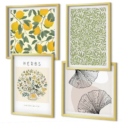 Mur de tableaux Citron, herbes et feuilles