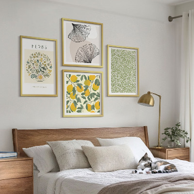 Mur de tableaux Citron, herbes et feuilles