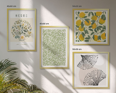 Mur de tableaux Citron, herbes et feuilles