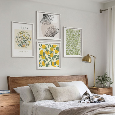 Mur de tableaux Citron, herbes et feuilles
