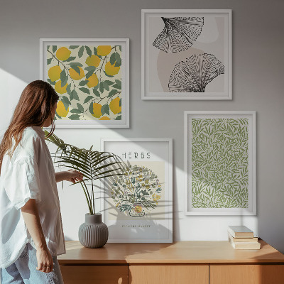 Mur de tableaux Citron, herbes et feuilles