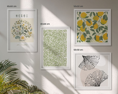 Mur de tableaux Citron, herbes et feuilles