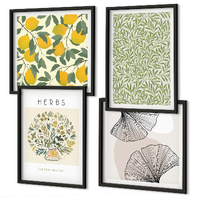 Mur de tableaux Citron, herbes et feuilles