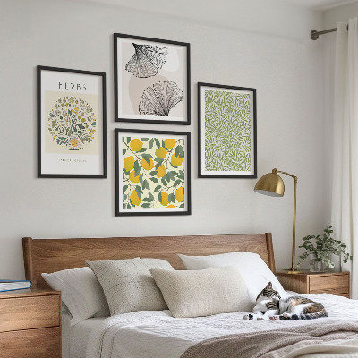Mur de tableaux Citron, herbes et feuilles