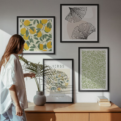 Mur de tableaux Citron, herbes et feuilles