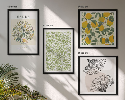 Mur de tableaux Citron, herbes et feuilles
