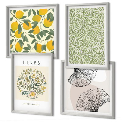 Mur de tableaux Citron, herbes et feuilles