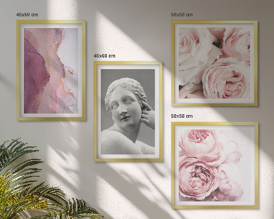 Ensemble de 4 tableaux Sculpture de pivoine représentant une femme