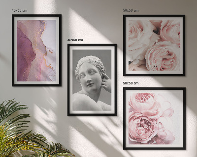 Ensemble de 4 tableaux Sculpture de pivoine représentant une femme