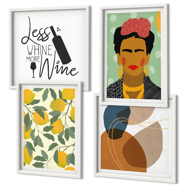 Mur de tableaux Portrait de frida au vin et aux citrons