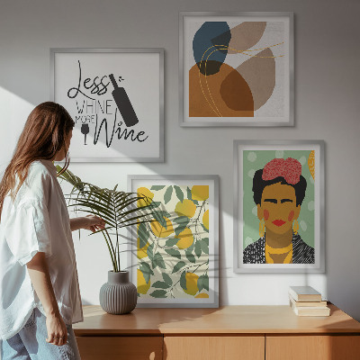Mur de tableaux Portrait de frida au vin et aux citrons