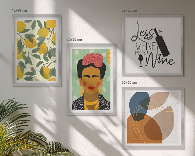 Mur de tableaux Portrait de frida au vin et aux citrons