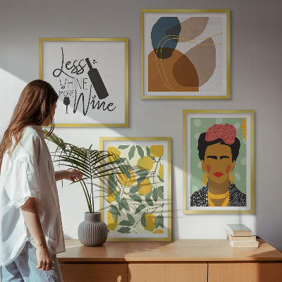 Mur de tableaux Portrait de frida au vin et aux citrons