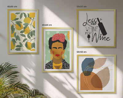 Mur de tableaux Portrait de frida au vin et aux citrons