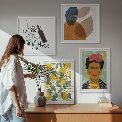 Mur de tableaux Portrait de frida au vin et aux citrons
