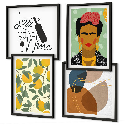 Mur de tableaux Portrait de frida au vin et aux citrons
