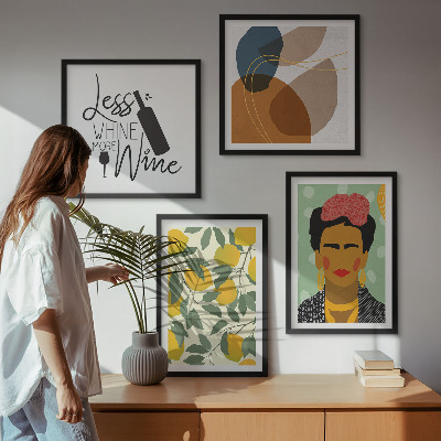 Mur de tableaux Portrait de frida au vin et aux citrons