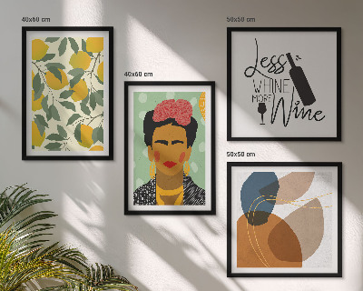 Mur de tableaux Portrait de frida au vin et aux citrons