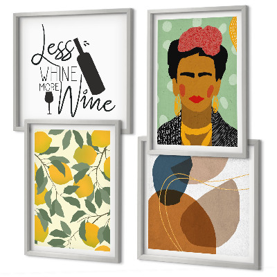 Mur de tableaux Portrait de frida au vin et aux citrons
