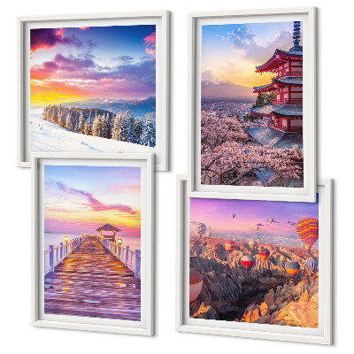 Ensemble de 4 tableaux Paysages célestes romantiques