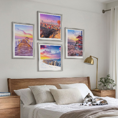 Ensemble de 4 tableaux Paysages célestes romantiques