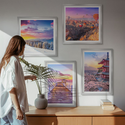 Ensemble de 4 tableaux Paysages célestes romantiques