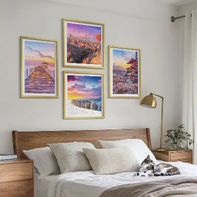 Paysages célestes romantiques ensemble de 4 tableaux