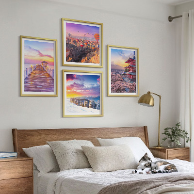 Ensemble de 4 tableaux Paysages célestes romantiques