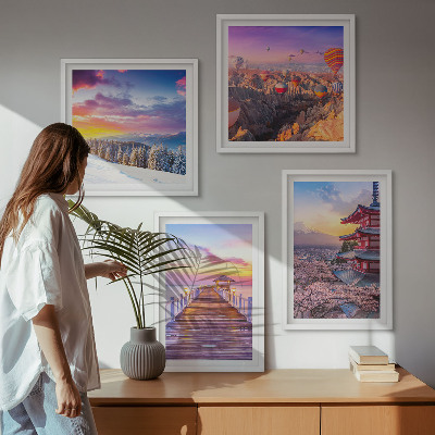 Ensemble de 4 tableaux Paysages célestes romantiques