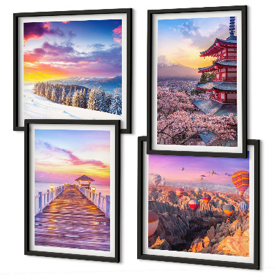 Ensemble de 4 tableaux Paysages célestes romantiques