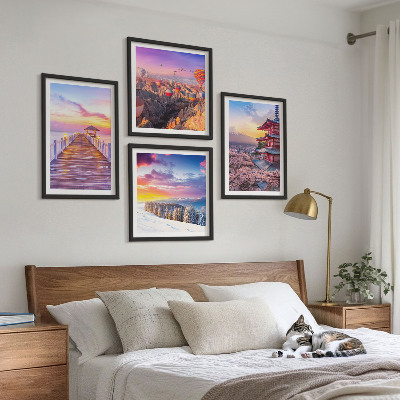 Ensemble de 4 tableaux Paysages célestes romantiques