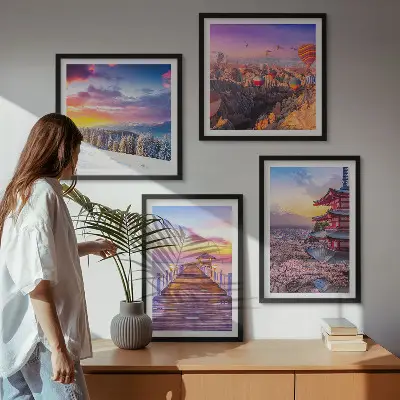 Paysages célestes romantiques ensemble de 4 tableaux