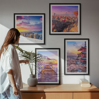 Ensemble de 4 tableaux Paysages célestes romantiques