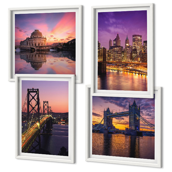 Mur de tableaux Ponts, soleil, vues sur la ville