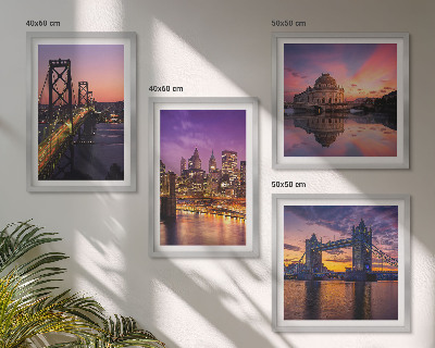 Mur de tableaux Ponts, soleil, vues sur la ville